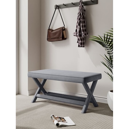 Manhattan Comfort Abigail Double Ottoman Bench in Grey OT005-GY